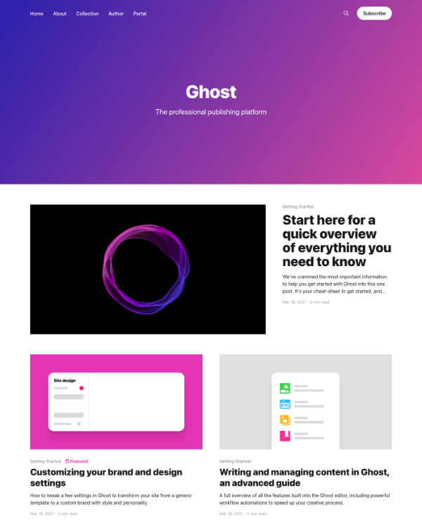 Casper Theme Preview